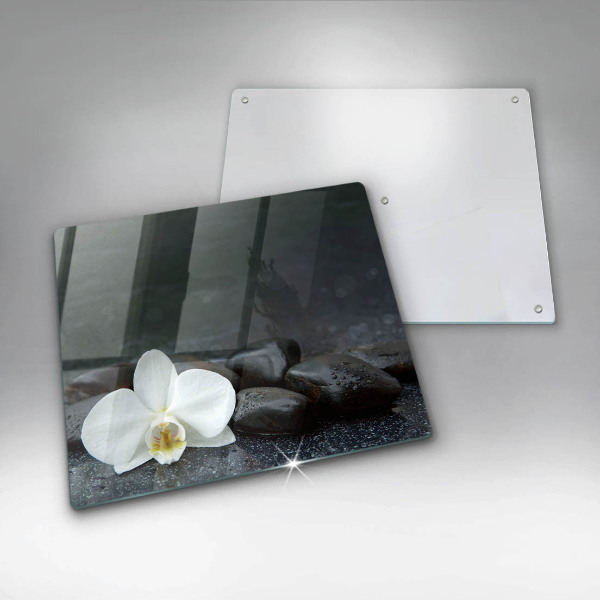 Chopping board glass White flower stones Zen