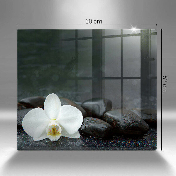 Chopping board glass White flower stones Zen