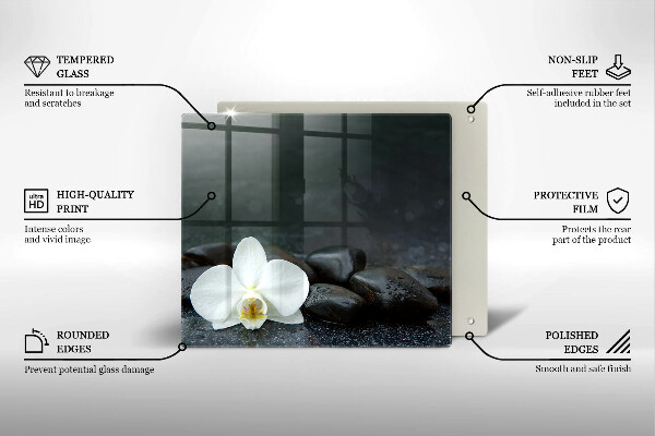Chopping board glass White flower stones Zen