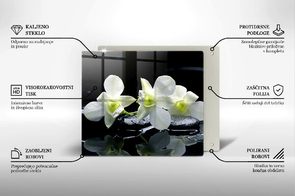 Kitchen worktop protector Zen white flowers in water