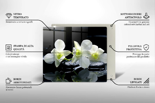 Kitchen worktop protector Zen white flowers in water