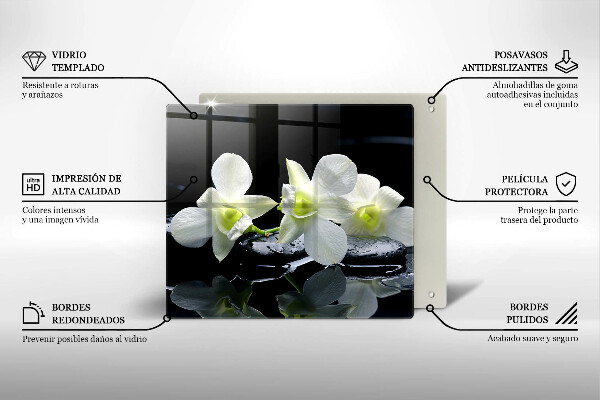 Kitchen worktop protector Zen white flowers in water