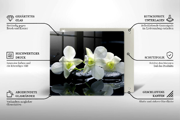 Kitchen worktop protector Zen white flowers in water