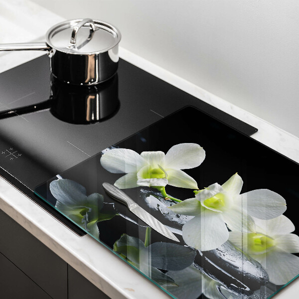 Kitchen worktop protector Zen white flowers in water