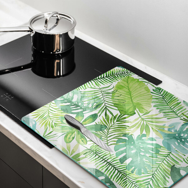 Chopping board glass Boho watercolors leaves