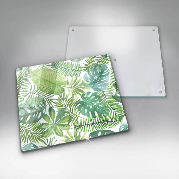 Chopping board glass Boho watercolors leaves