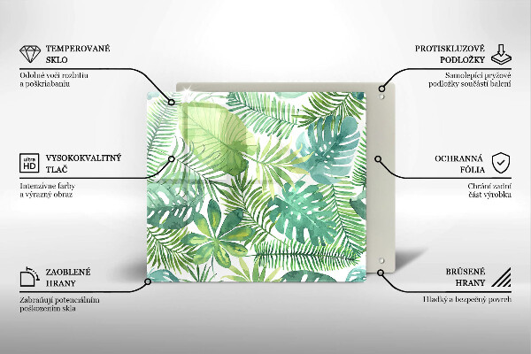 Chopping board glass Boho watercolors leaves