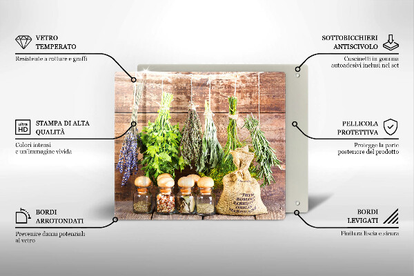 Kitchen worktop protector Herbs spices and wood