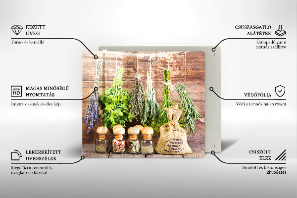 Kitchen worktop protector Herbs spices and wood