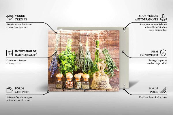 Kitchen worktop protector Herbs spices and wood