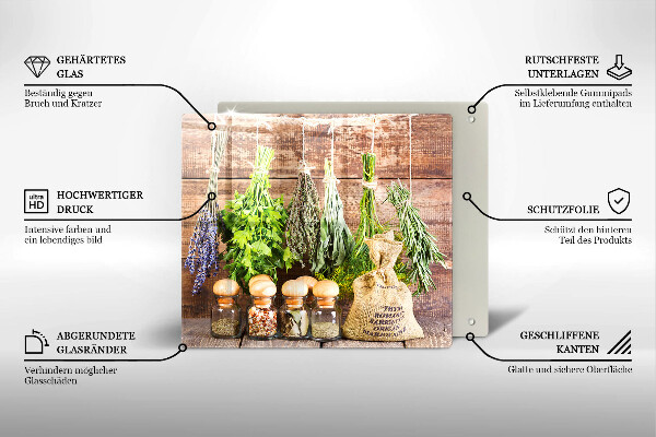 Kitchen worktop protector Herbs spices and wood