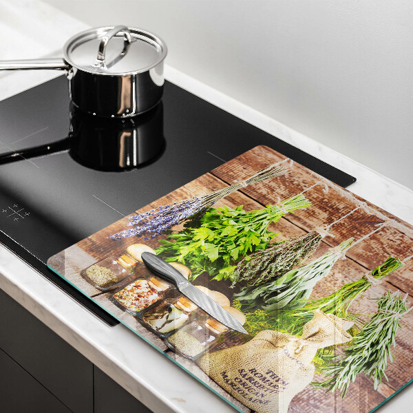 Kitchen worktop protector Herbs spices and wood