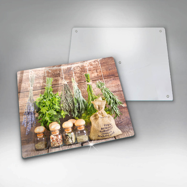 Kitchen worktop protector Herbs spices and wood