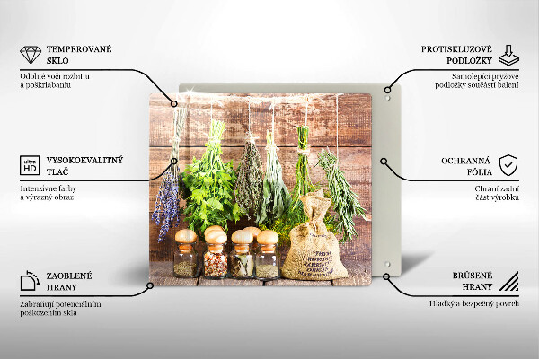 Kitchen worktop protector Herbs spices and wood