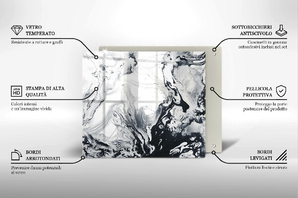 Chopping board glass Ink abstraction