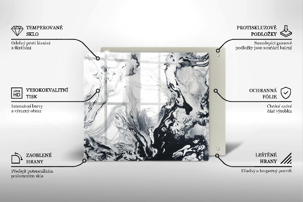 Chopping board glass Ink abstraction