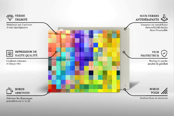 Kitchen worktop protector Colorful squares pixels