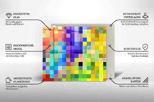 Kitchen worktop protector Colorful squares pixels