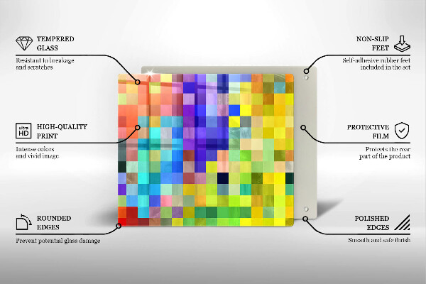 Kitchen worktop protector Colorful squares pixels