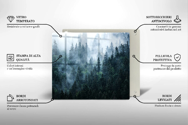 Glass worktop saver Forest of trees and fog