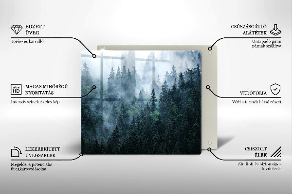 Glass worktop saver Forest of trees and fog