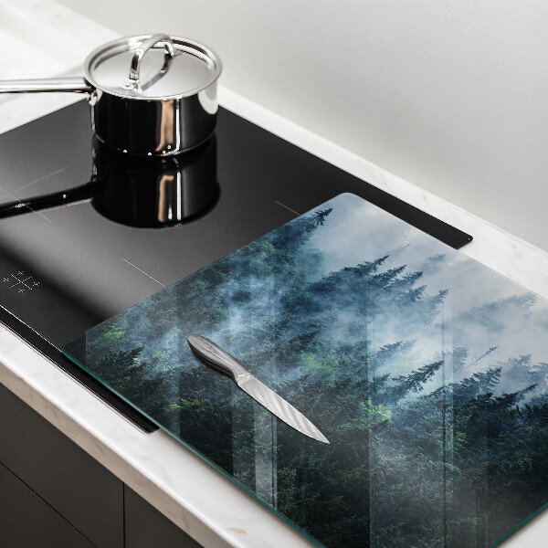Glass worktop saver Forest of trees and fog