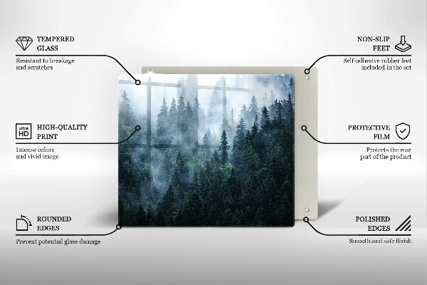 Glass worktop saver Forest of trees and fog
