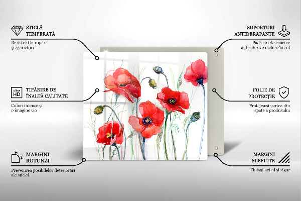 Kitchen worktop protector Red flowers