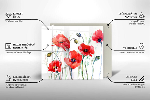 Kitchen worktop protector Red flowers