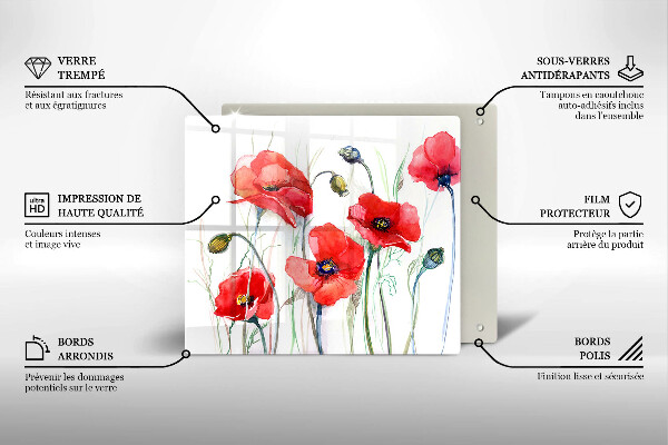 Kitchen worktop protector Red flowers