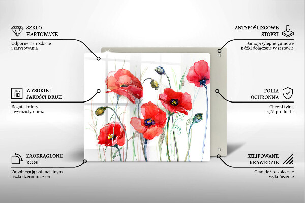 Kitchen worktop protector Red flowers