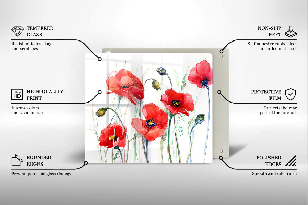 Kitchen worktop protector Red flowers