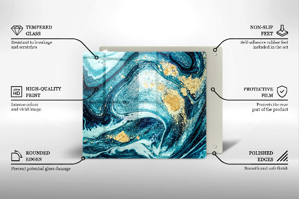 Chopping board Blue abstraction gold