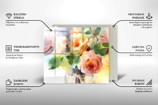 Glass worktop saver Painted flowers