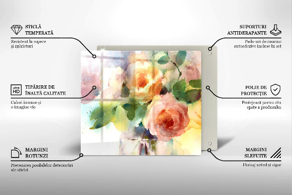 Glass worktop saver Painted flowers