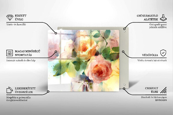 Glass worktop saver Painted flowers