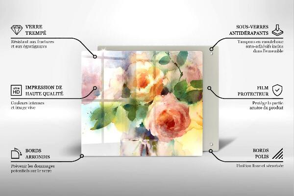 Glass worktop saver Painted flowers