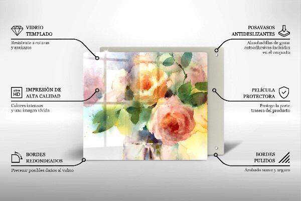 Glass worktop saver Painted flowers