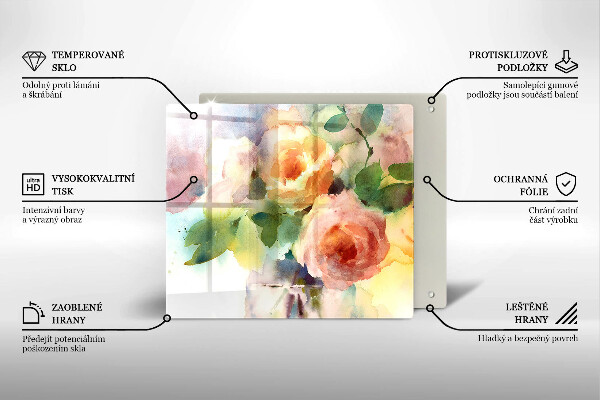 Glass worktop saver Painted flowers