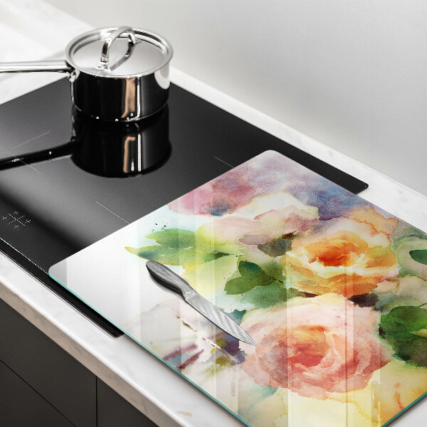 Glass worktop saver Painted flowers