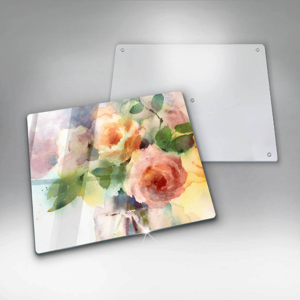Glass worktop saver Painted flowers