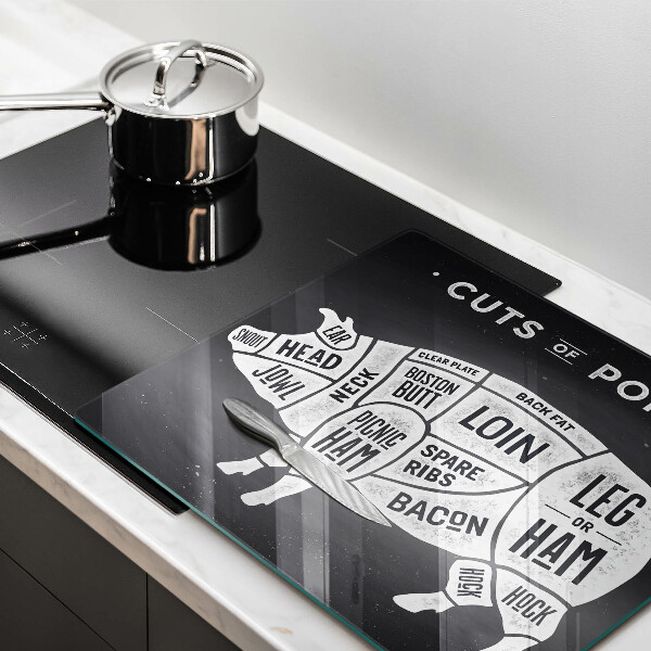 Glass worktop saver Pork pig meat