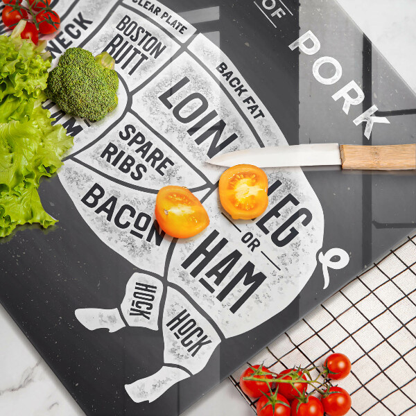 Glass worktop saver Pork pig meat