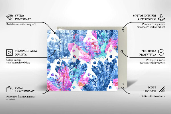 Kitchen worktop protector Illustration of boho feathers