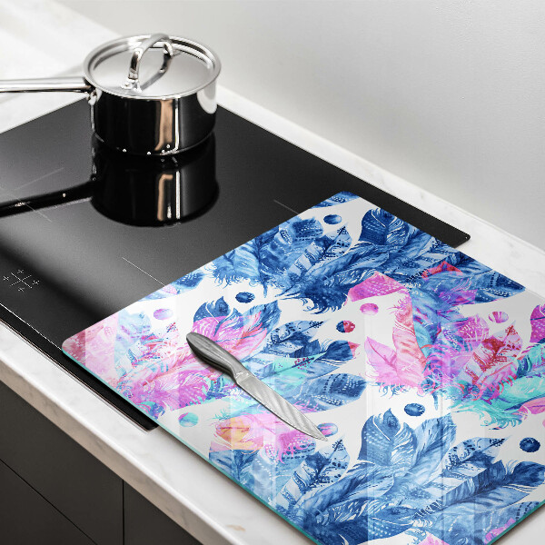 Kitchen worktop protector Illustration of boho feathers