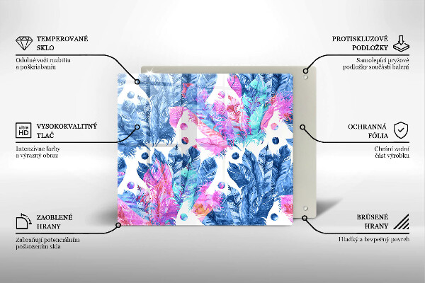 Kitchen worktop protector Illustration of boho feathers