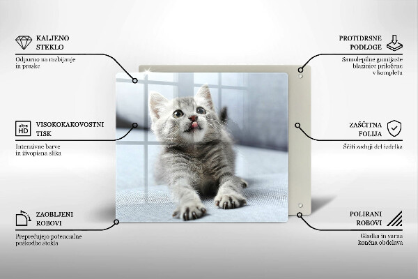 Chopping board glass Little cute kitty