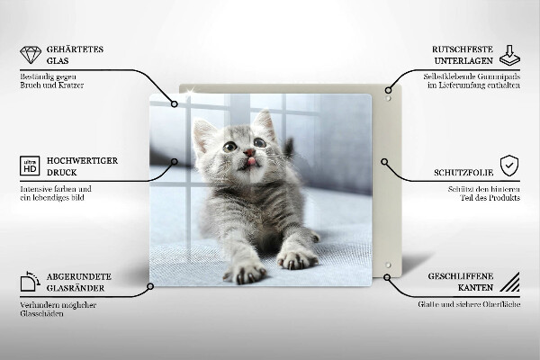 Chopping board glass Little cute kitty