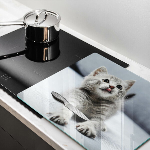 Chopping board glass Little cute kitty