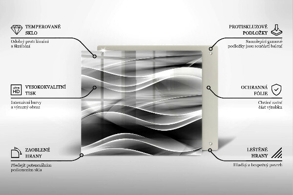 Chopping board glass Abstraction of smoke lines